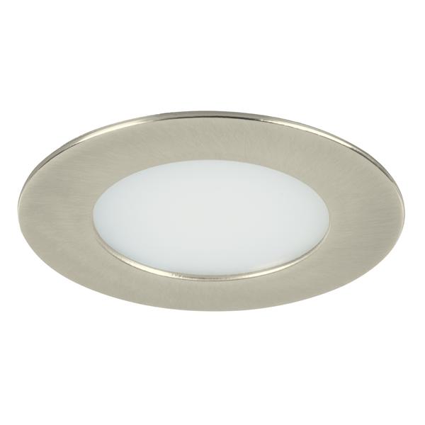 Brumberg recessed LED downlight, IP44, nickel matt, round - 12109153
