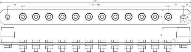DEHN Potentialausgleichschiene o. Abdeckung NIRO PAS I 12AP M10 V2A - 472239