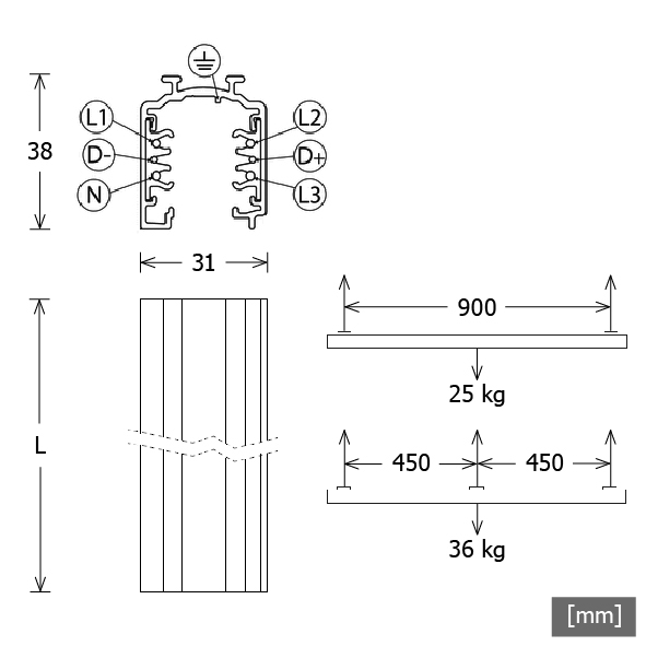 LTS Licht&Leuchten Stromschiene 2m grau ST-A 20/9000A-2-STgr - 659390