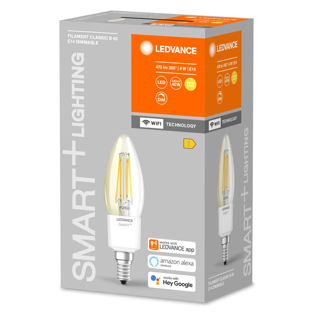 Ledvance LED-Leuchtmittel SMART+ WiFi Filament Candle Dimmable 40  4 W/2700 K E14 