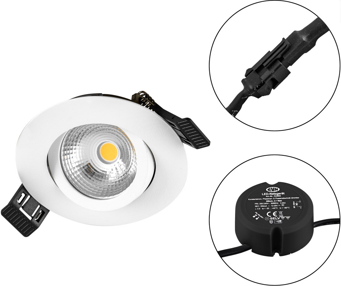 EVN Lichttechnik LED-Einbauleuchte 230V 830, dim., ws S060102