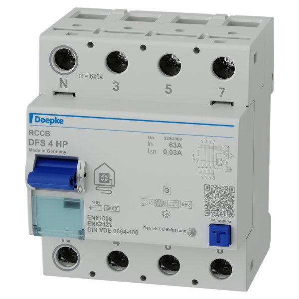 Doepke FI-Schutzschalter 4p, 63A, 0.03A,TypB+ DFS4 063-4/0,03-HP