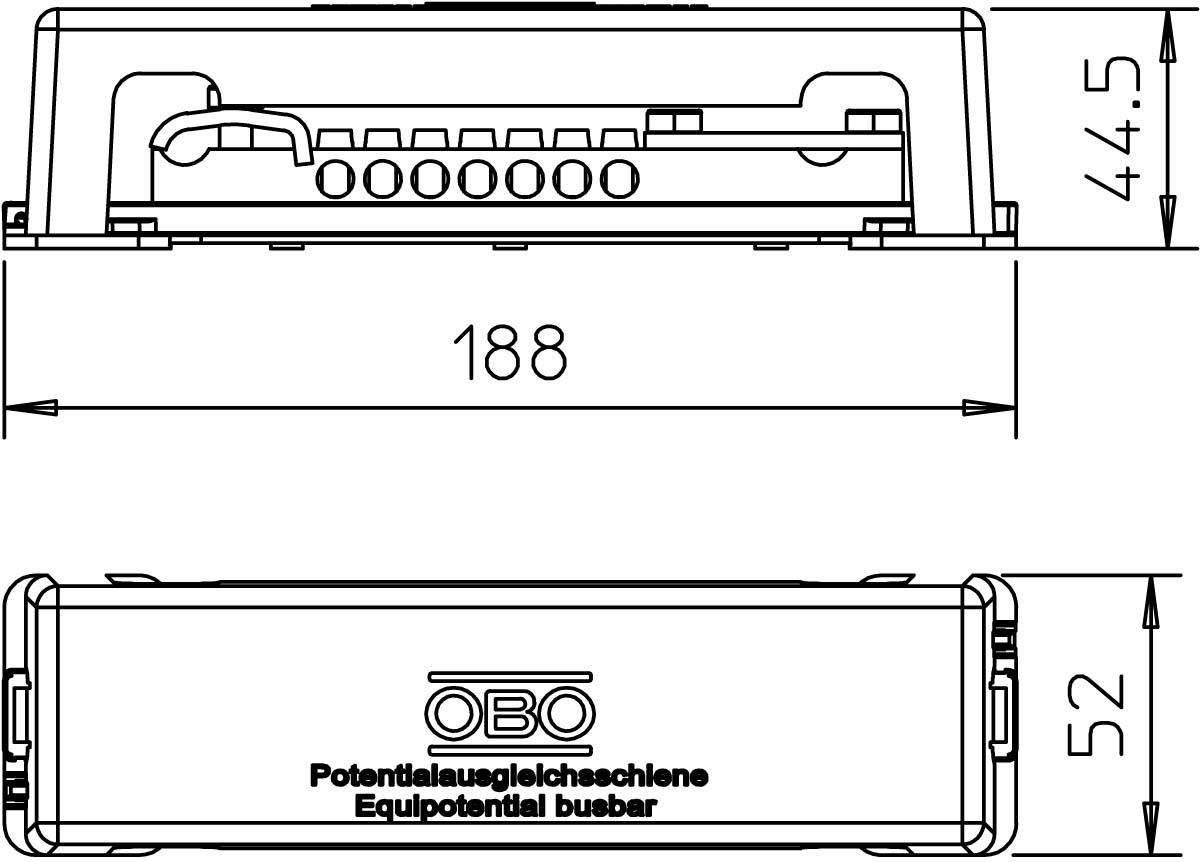 OBO Bettermann Vertr Potentialausgleichsschiene 188mm, CuZn, weiß 1809 NR - 5015075