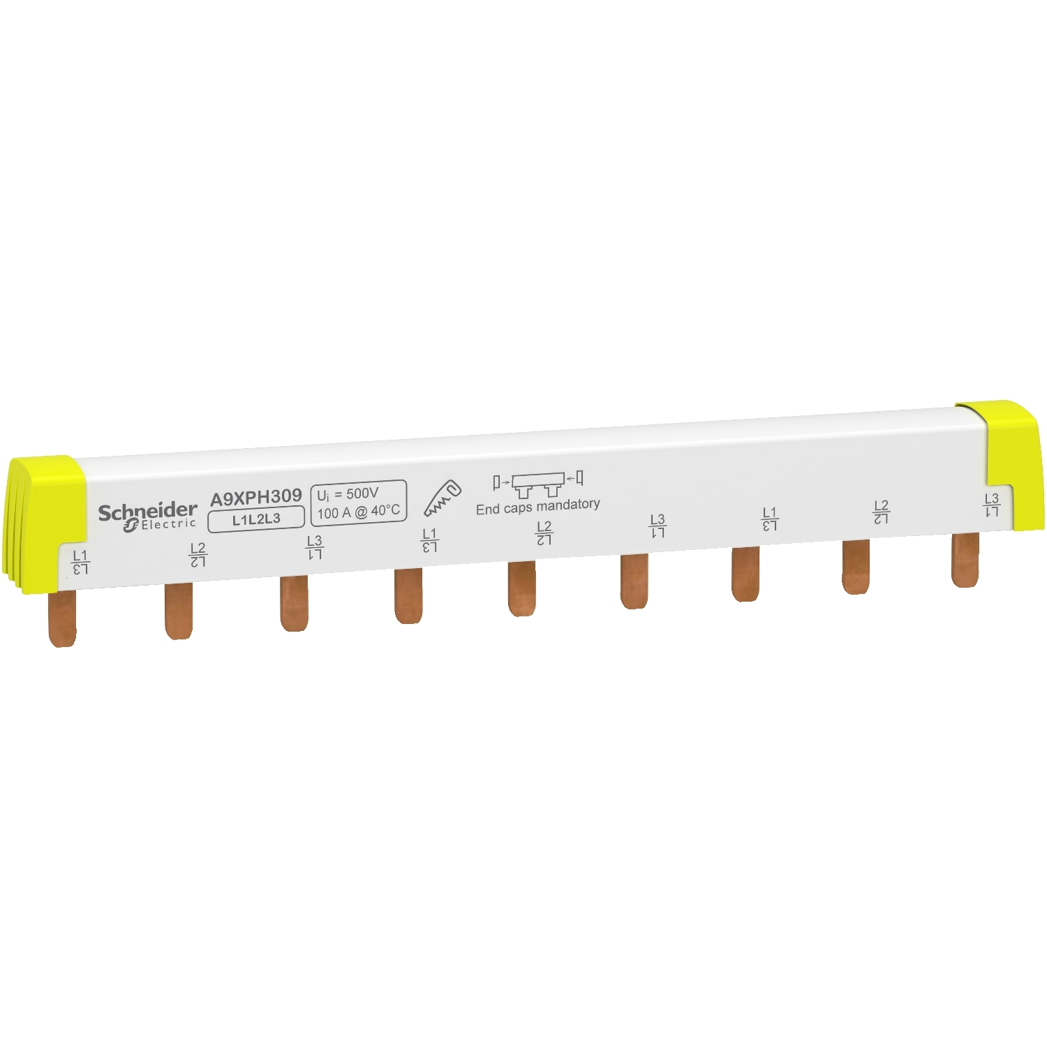 Schneider Electric Phasenschiene Steg ablängbar, 3P, 9 TE A9XPH309