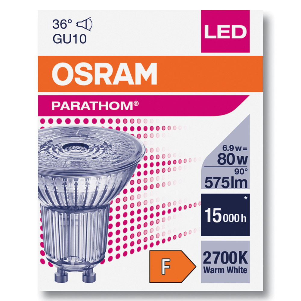 Ledvance LED-Leuchtmittel LED PAR16 P 6.9W 827 GU10 – 4099854054785 – Ersatz für 80 W
