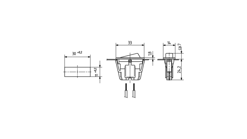 BJB 1-pole Snap in fixing Rocker switches 43.405.1130.80