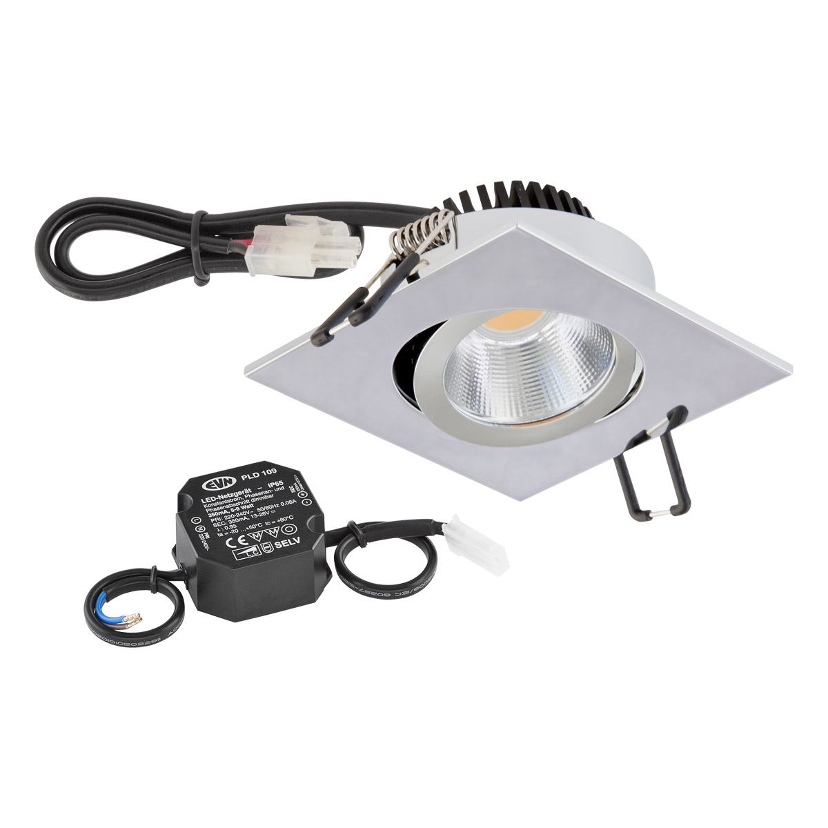 EVN Lichttechnik P-LED Deckeneinbauleuchte 3000K 230V quad.chr PC24N61102 günstig online kaufen
