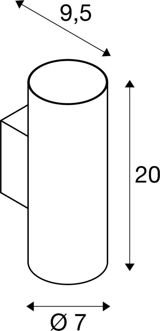 SLV ASTO TUBE, Wandaufbauleuchte, zylindrisch, max. 2x10W, schwarz - 1006443