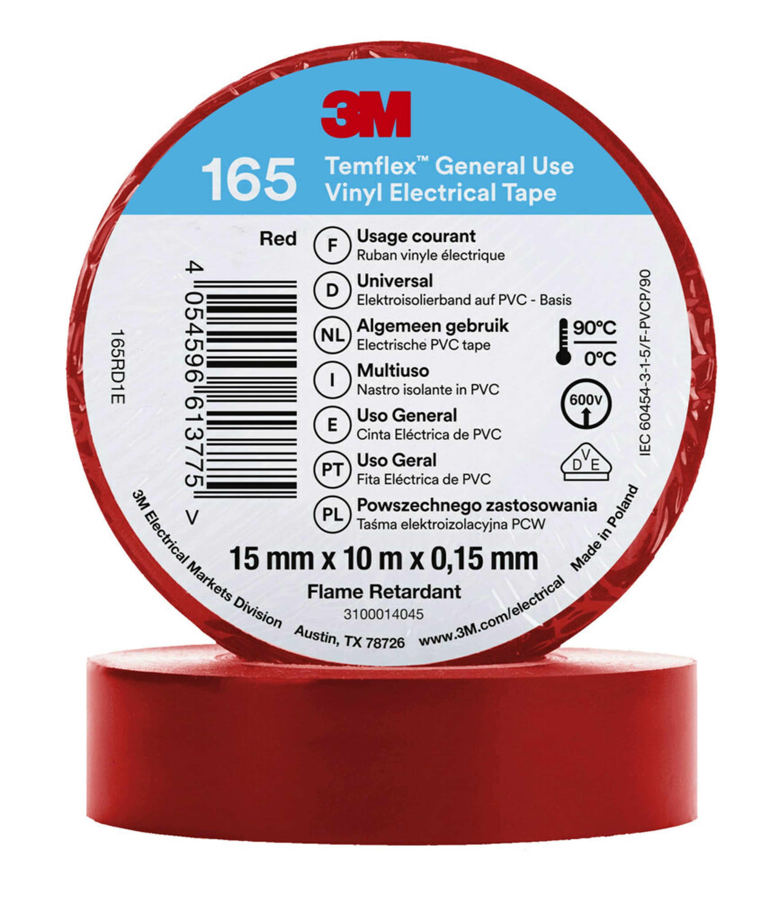 3M Deutschland PVC Elektro-Isolierband 165RD1E Temflex165 rot15X10 - 7100184730 3M Deutschland PVC Elektro-Isolierband 165RD1E Temflex165 rot15X10 - 7100184730
