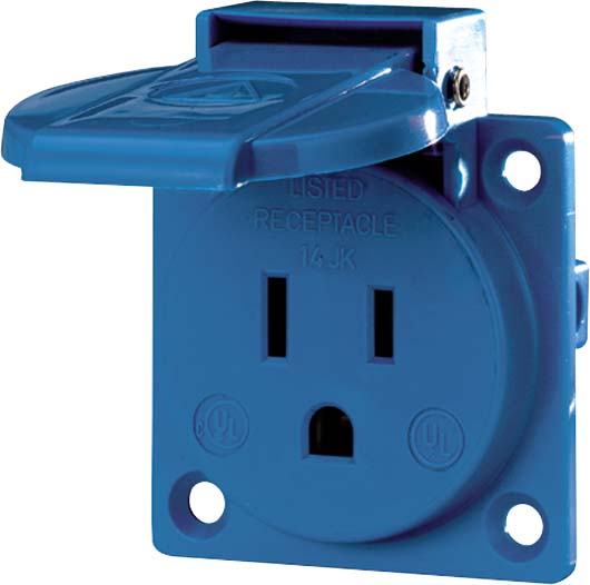 10087 Mennekes NEMA-Anbau-Steckdose 15A,2p+E 125V blau 10087