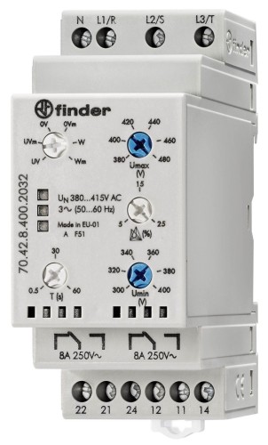 Finder Netzüberwachung 3-Phasen, 380-415VAC 70.42.8.400.2032 - 704284002032