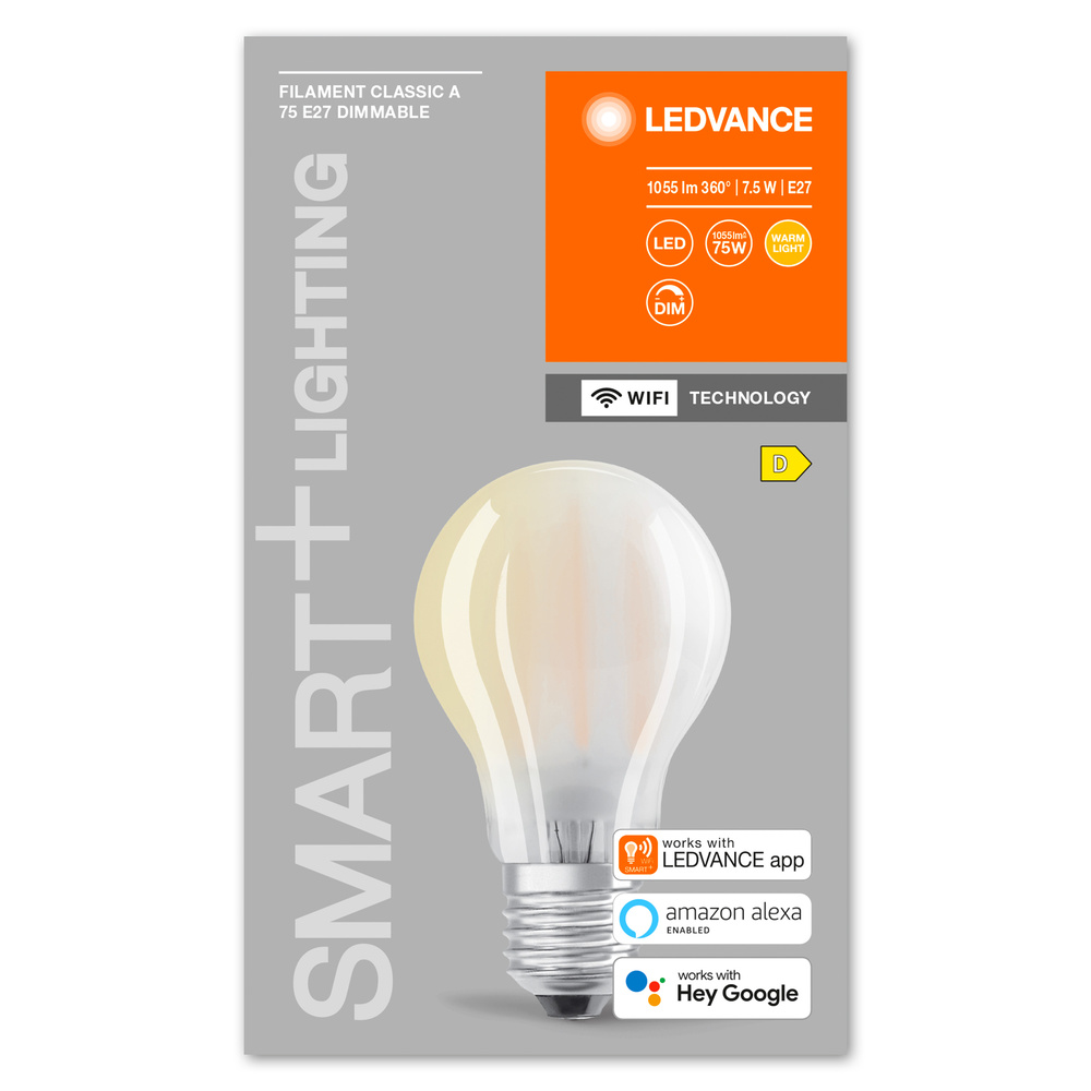 Ledvance LED lamp SMART+ WiFi Filament Classic Dimmable 75  7.5 W/2700 K E27  - 4058075609716
