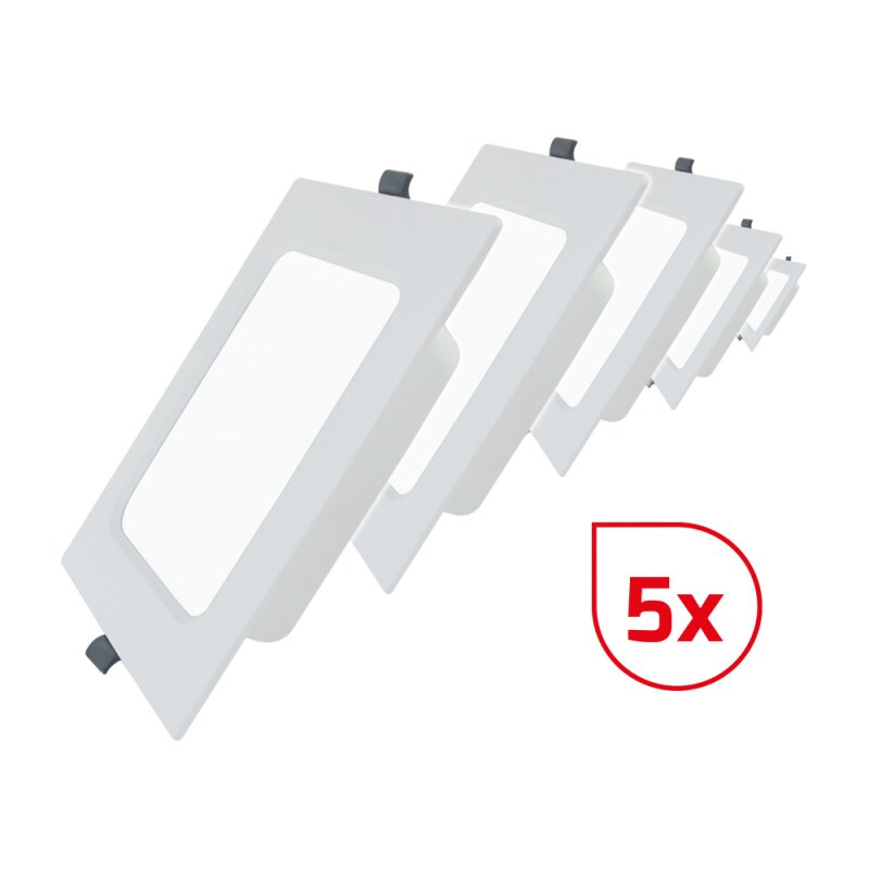 DOTLUX_LED-Einbaupanel_SQUAREeco_IP20_22W_3000K_224x224mm_Bundle_5_Stueck