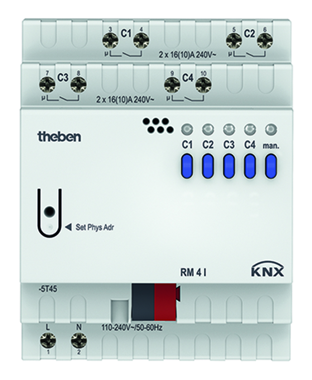 Theben Schaltaktor 4-fach C-Last o.Erw. RM 4 I KNX