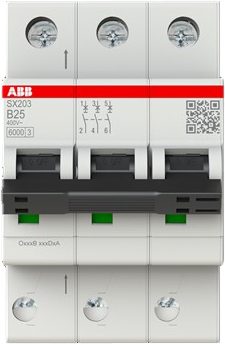 ABB Stotz S&J Sicherungsautomat 6kA, 25A, 3P SX203-B25