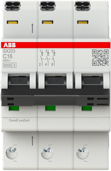 ABB Stotz S&J Sicherungsautomat 6kA, 16A, 3P SX203-C16