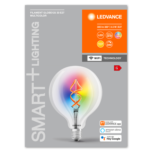 Ledvance LED-Leuchtmittel SMART+ WiFi Filament Globe RGBW 30  4.5 W/2700 K E27  - 4058075609938