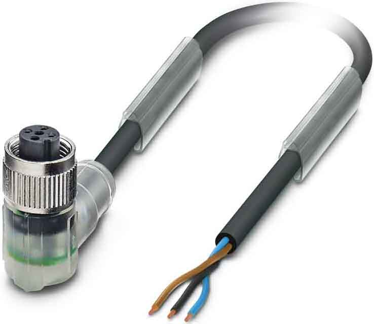 Phoenix Contact Aktor/Sensor-Kabel M12 Winkelbuchse,LED,3m SAC3P3,0-PUR/M12FR2L