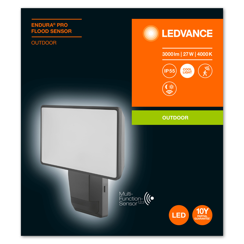 Ledvance Dekorative LED-Außenleuchte ENDURA PRO FLOOD SENSOR 27W 840 IP55 DG - 4058075228849