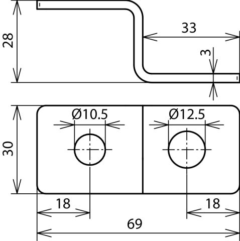 DEHN Endstück Z-Form mit 2 Bohrungen ES ZF 2XB18 V2A - 390499
