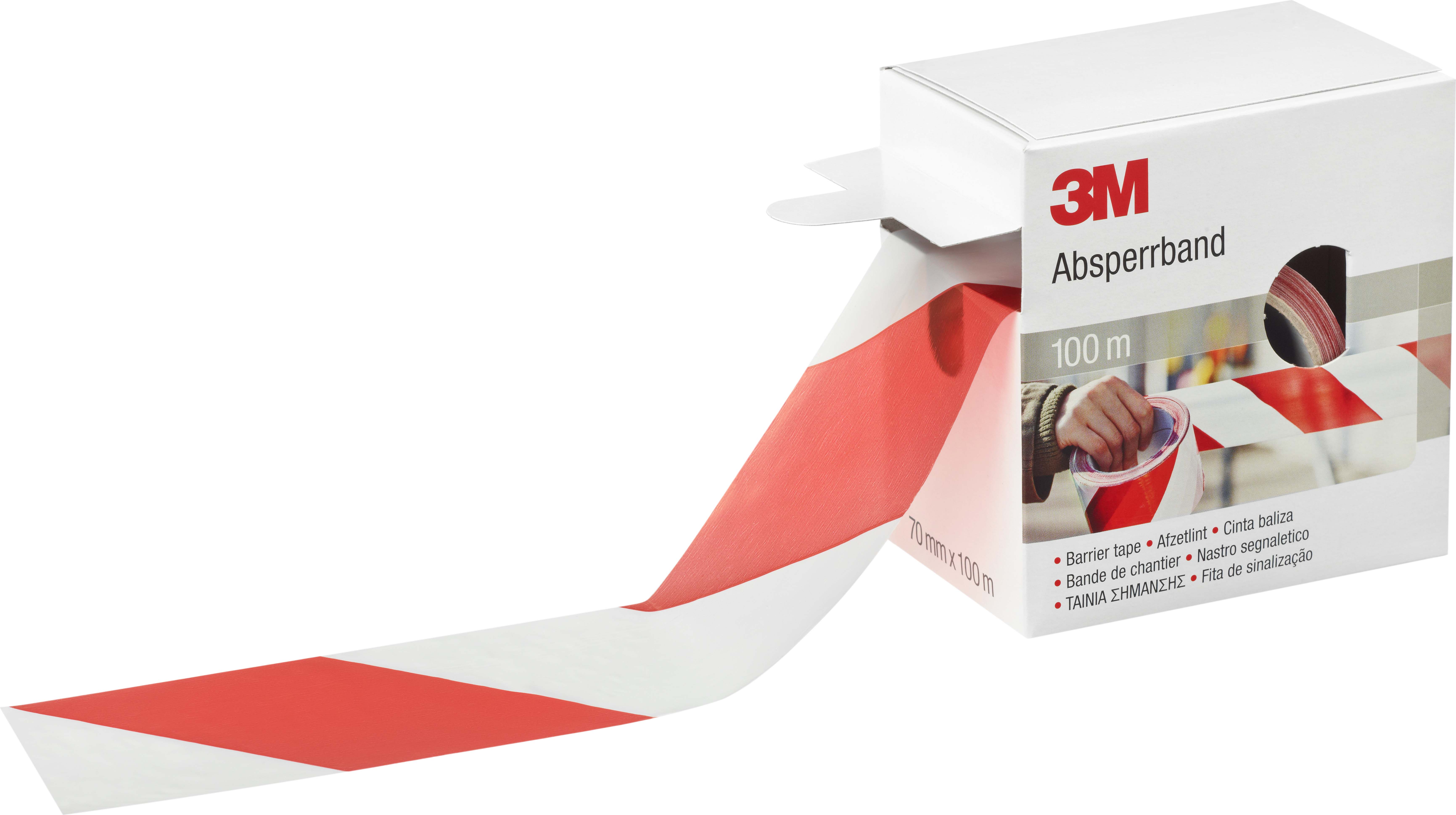 3M Deutschland Absperrband 70mmx100m, rot-w 596615 (Rolle 100m) - 7000062582