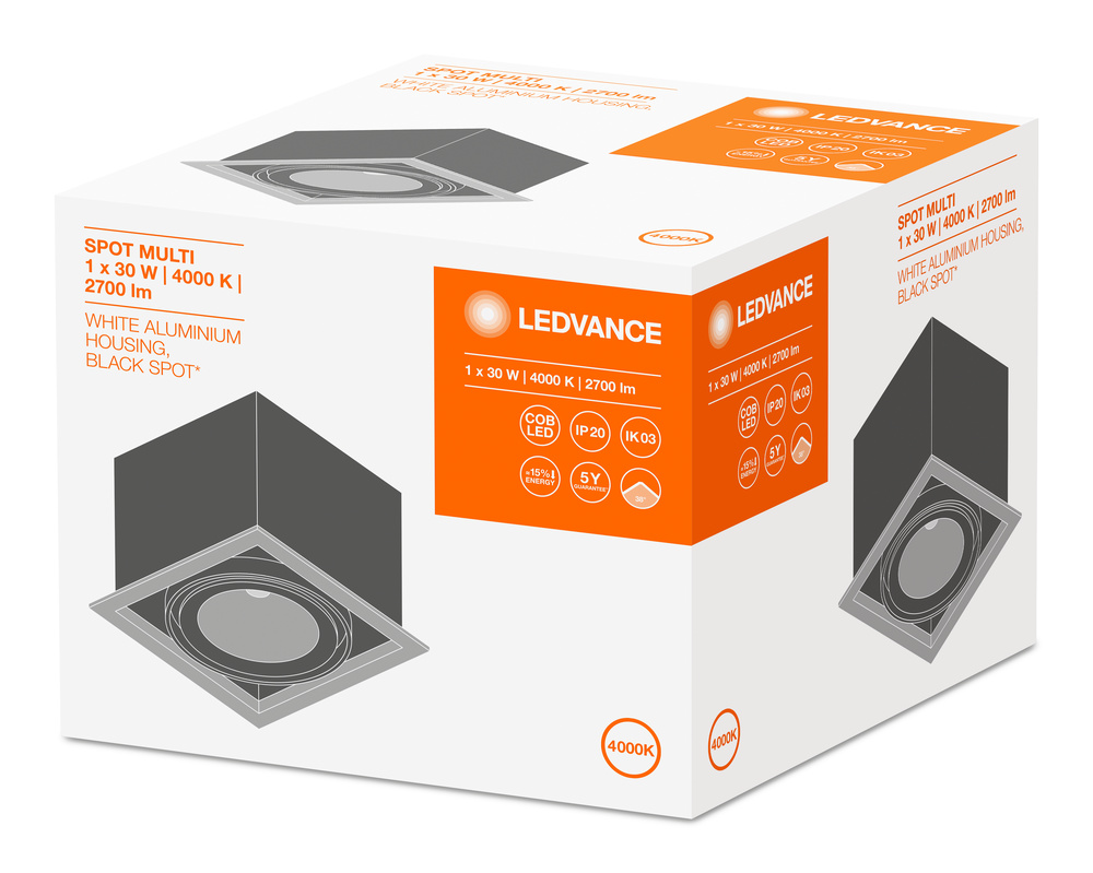 Ledvance LED spotlight SPOT MULTI 1x30W 4000K FL WT/BK
