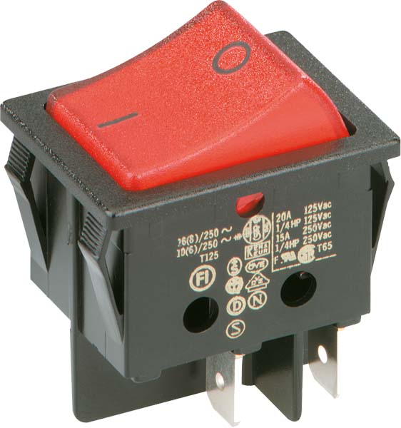 Bachmann EB-Wippenschalter sw/rt,16(8)A250V 2p. 924.099 - 924099