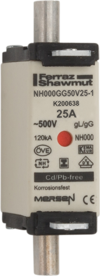 Mersen NH-Sicherungseinsatz SG Gr.000 gG 25A/500VKM NH000GG50V25-1 - K200638