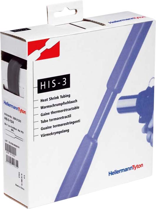HellermannTyton Schrumpfschlauch sw 3=1 L=3m HIS-3-24/8-POX-BK - 308-32400