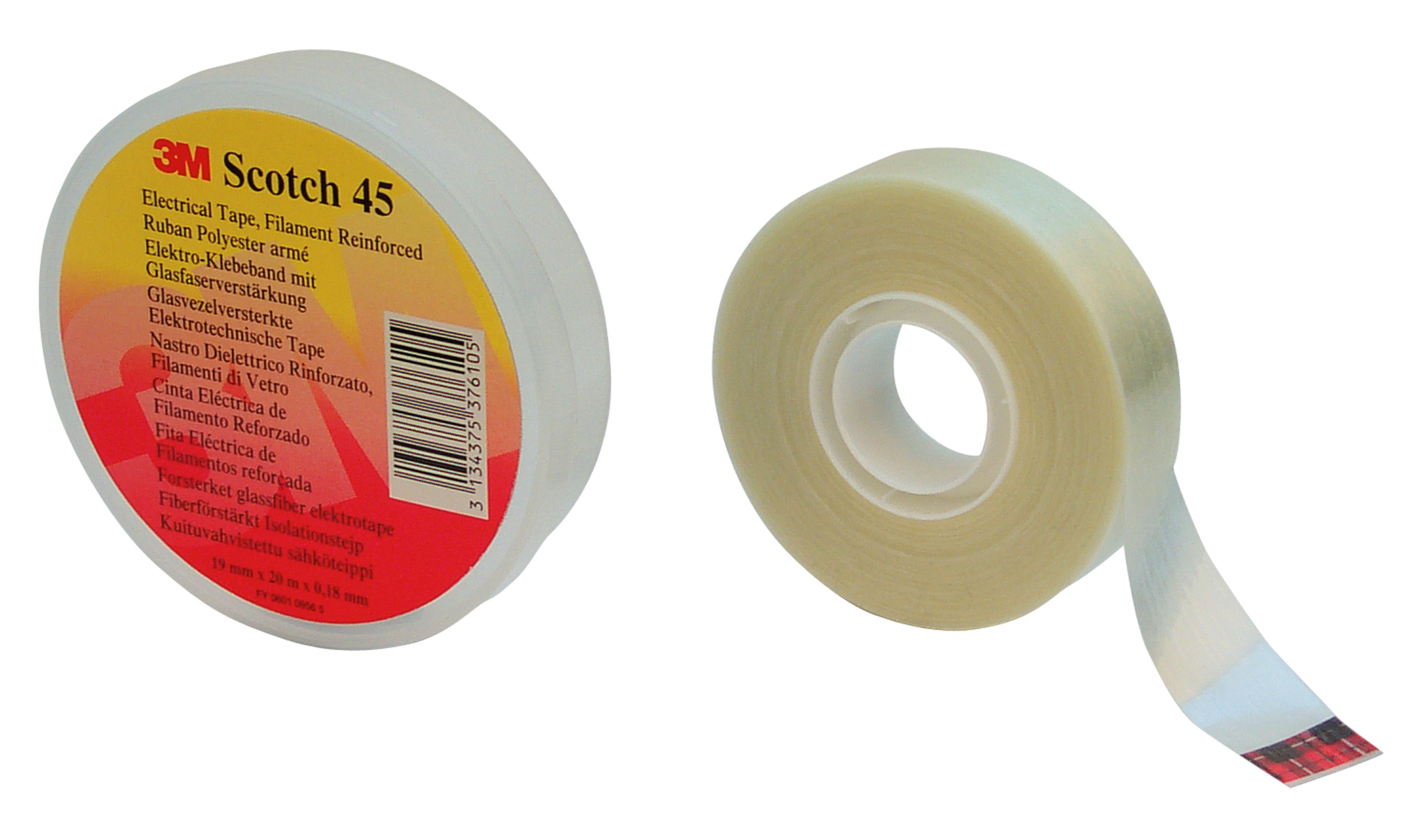 3M Deutschland Glasf-Polyest-Isolierband 19 mm x 20 m,transp. Scotch 45 19x20