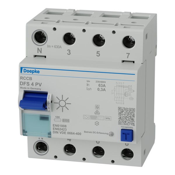 Doepke FI-Schutzschalter 4p, 63A, 0.3A, TypB+ DFS4 063-4/0,30-PV