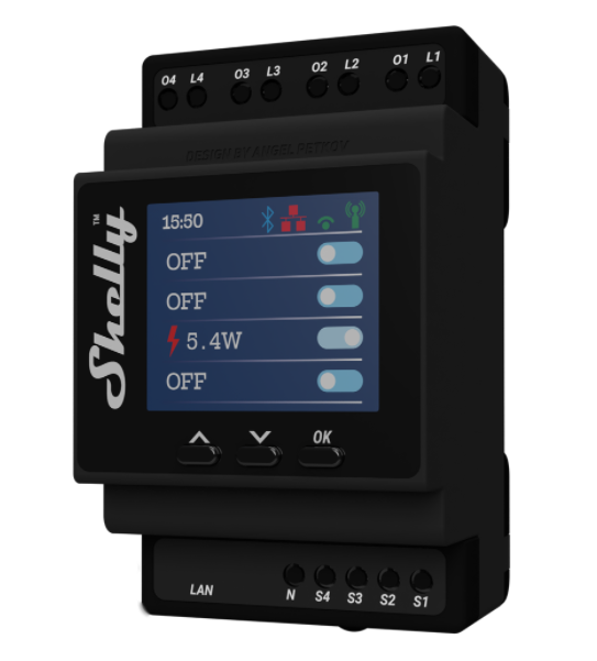 Shelly Hutschiene Pro 4PM Relais max. 40A 1 Phase 4 Kanäle Messfunktion WLAN LAN BT