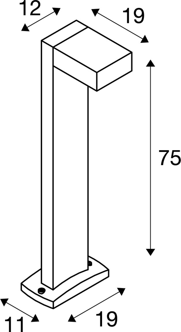 SLV QUADRASYL 75, Outdoor Standleuchte, Energiesparleuchte GX53, IP44, eckig, anthrazit, L/B/H 19/22,5/75 cm, max. 11W - 232295