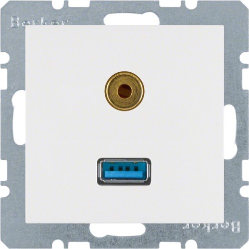 Berker Steckdose USB/3,5mm Audio polarweiß matt 3315391909 - 3315391909