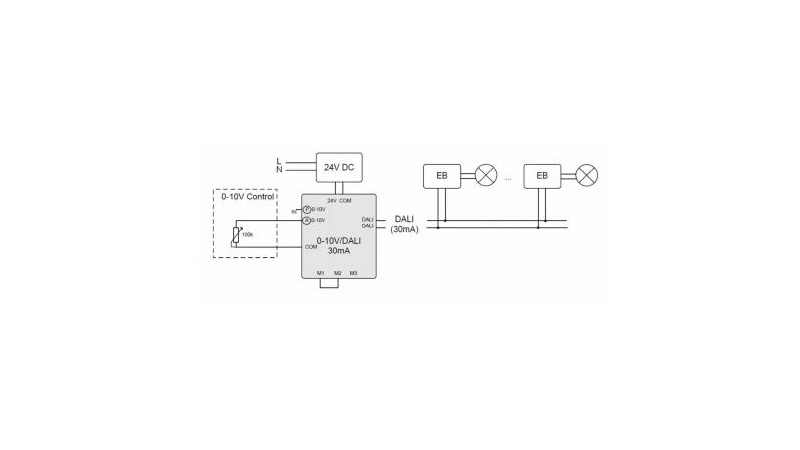 Lunatone Light Management 0-10V-DALI 30mA DIN Rail Interface