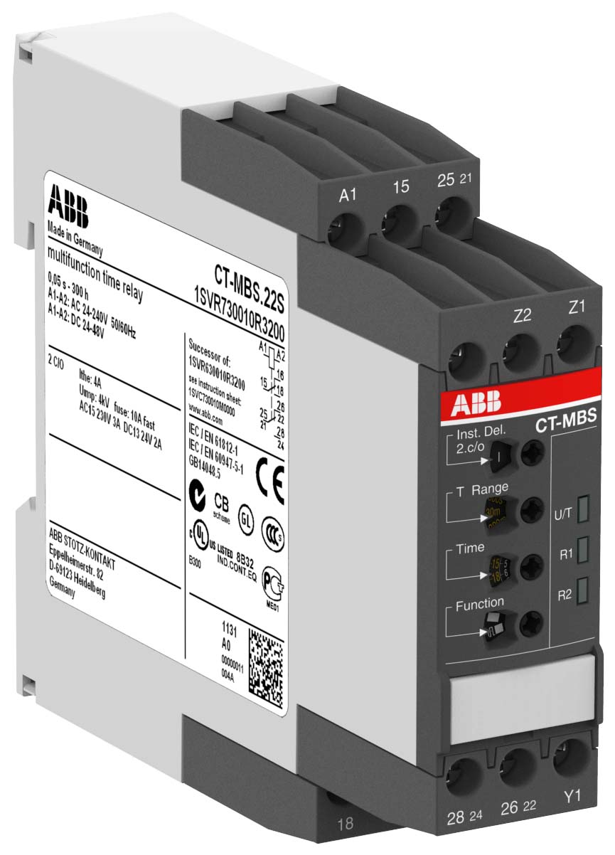 ABB Stotz S&J Multifunktionzeitrelais 24-48VDC 24-240VAC CT-MBS.22S - 1SVR730010R3200