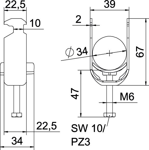 OBO Bettermann Vertr Bügelschelle 28-34mm BS-H1-K-34 A2 - 1186329