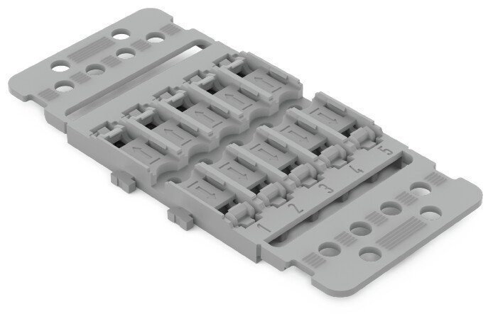 WAGO Mounting carrier with strain relief 5-way gray
