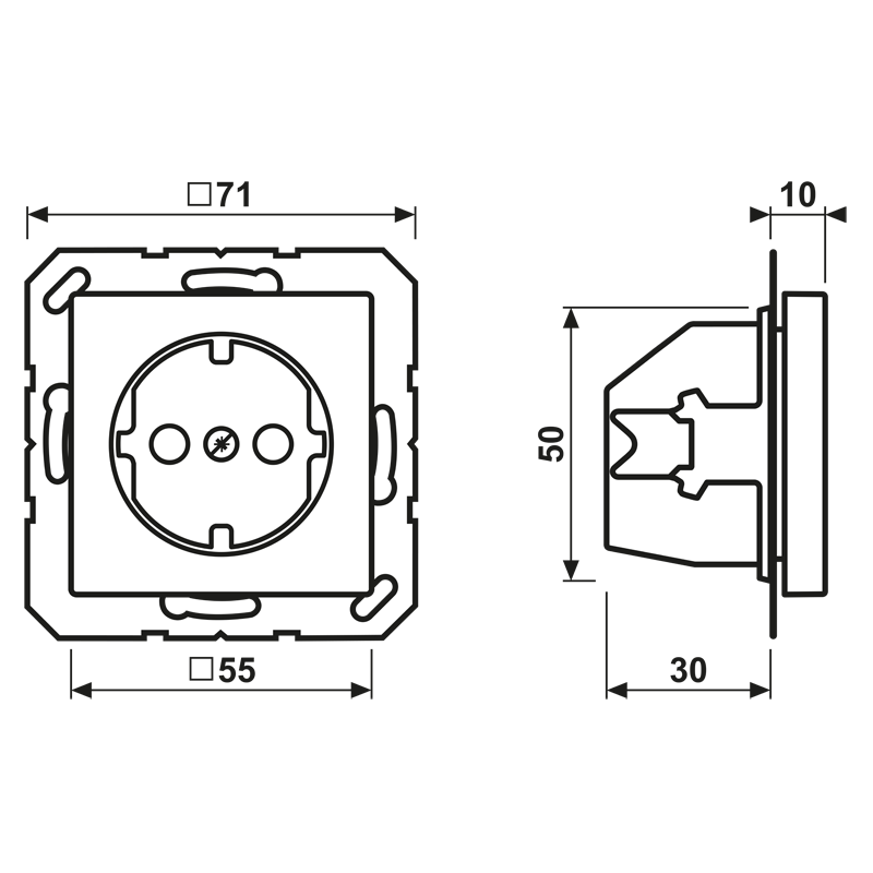 Jung AS523WW Kabelkanal-Schuko-Steckdose 3-fach 16A 250V Duroplast Serie AS  alpinweiß