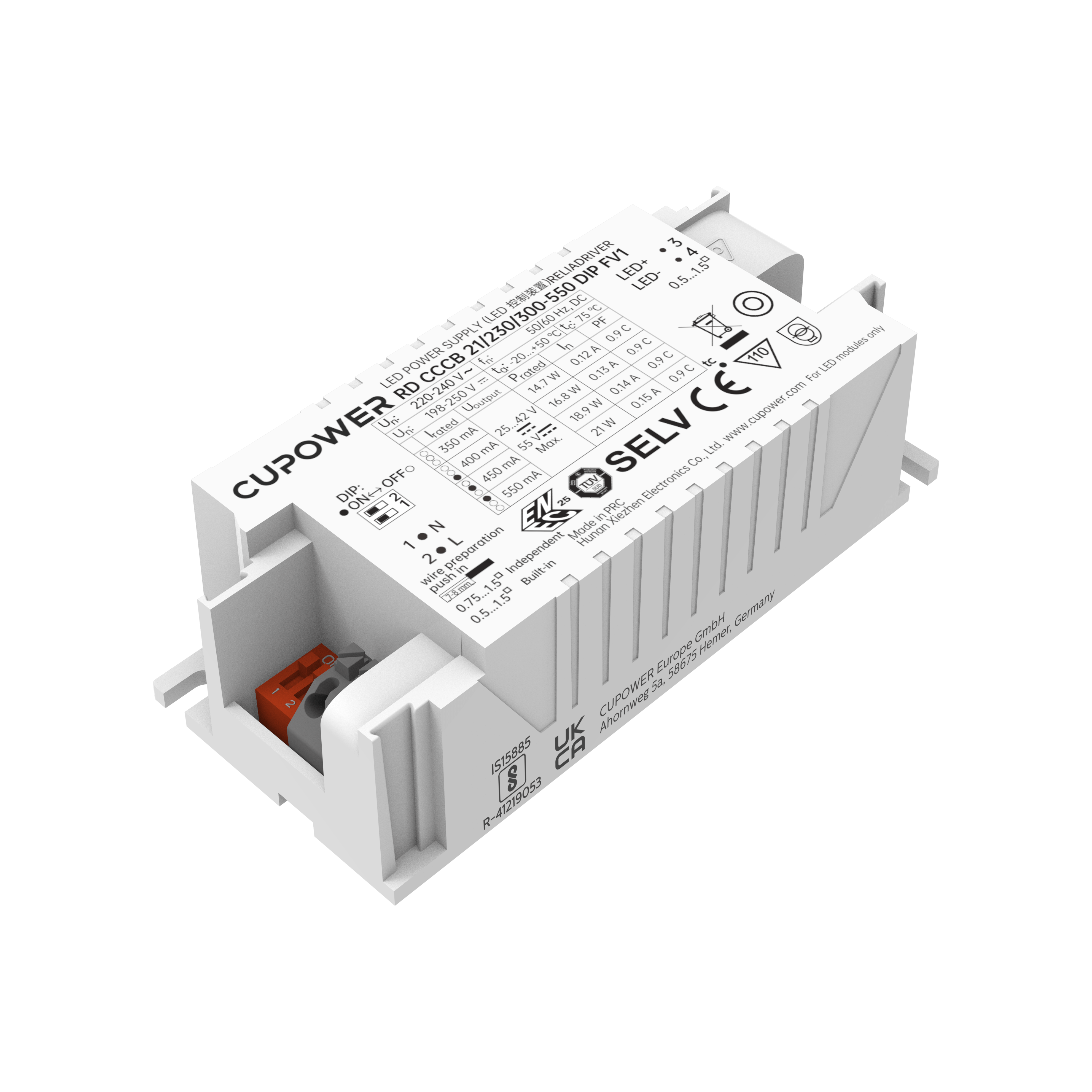 Cupower LED-Treiber RD CCCB 21/230/350-500 DIP FV1 - 160075 Cupower LED-Treiber RD CCCB 21/230/350-500 DIP FV1 - 160075