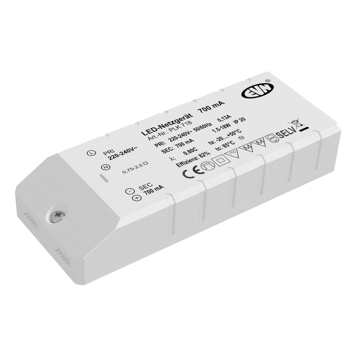 EVN Lichttechnik LED-Netzgerät 700mA 1,5-18 Watt PLK 718 - PLK718