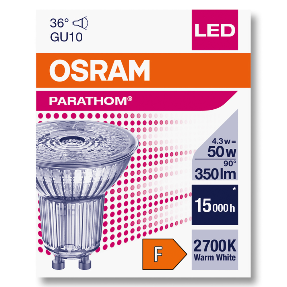 Ledvance LED lamp LED PAR16 P 4.3W 827 GU10 – 4099854045660 – replacement for 50 W - 4099854045660