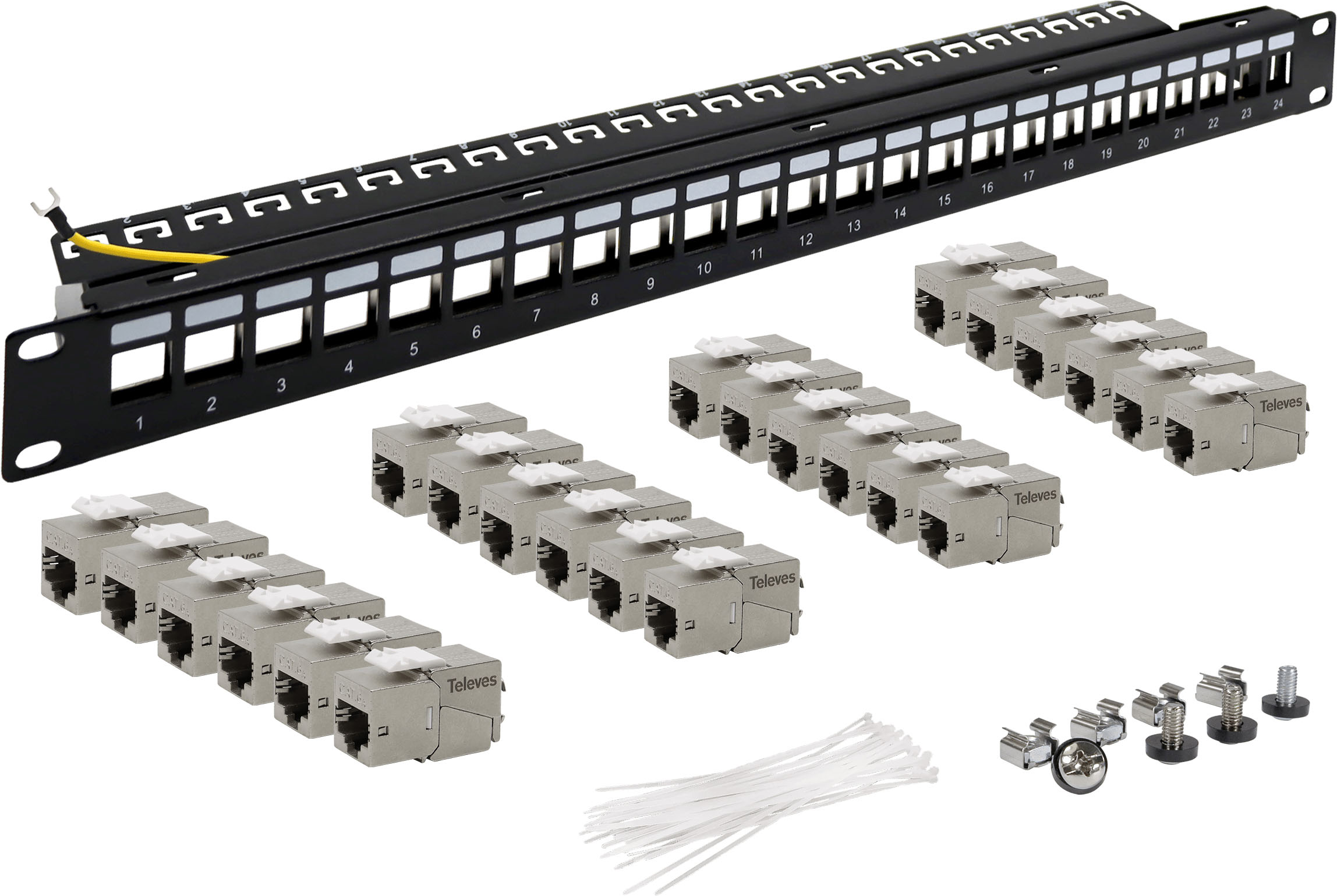 Televes 19" Frontblende 1HE incl. 24xCAT6AB- UFBCAT6AB-S