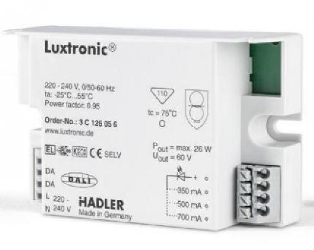 Hadler LED-Driver Luxtronic ECG 350 / 500 / 700 mA  26 W 220-240V DALI