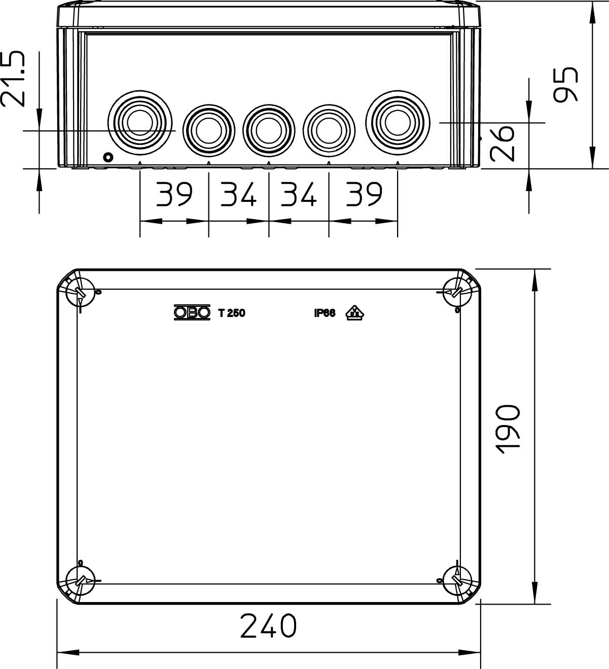 OBO Bettermann Vertr Kabelabzweigkasten T 250 - 2007109