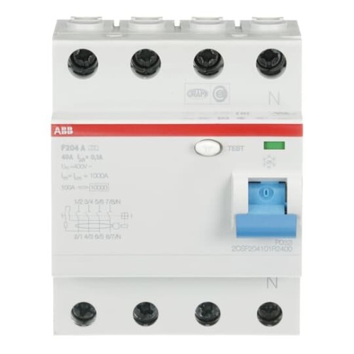 ABB Stotz S&J FI-Schutzschalter 4P,Typ A,40A,100mA F204A-40/0,1 - 2CSF204101R2400