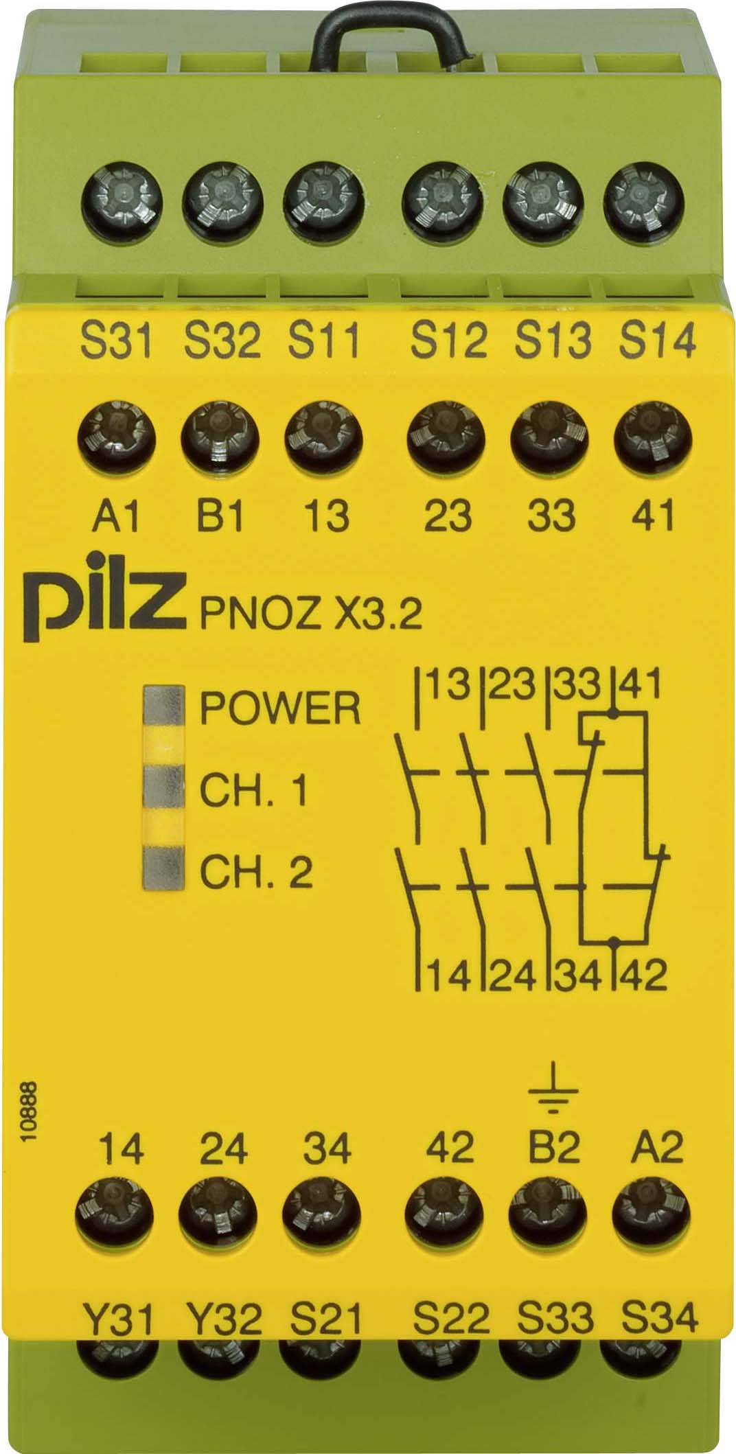 Pilz Not-Aus-Schaltgerät 230AC24DC3n/o1n/c1so PNOZ X3.2 #774309