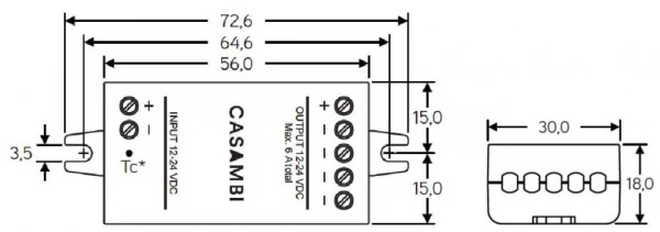 Casambi PWM Dimmer CBU-PWM4 Konstanstspannung 12/24VDC - 72/144Watt