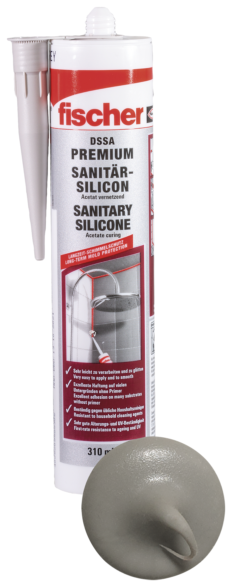 Fischer Deutschl. SanitÃ¤rsilicon 310ml sanitÃ¤rgrau C18 DSSA SAG