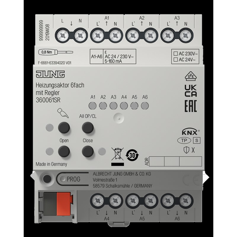 Jung KNX Heizungsaktor 6fach mit Regler 36006 1S R